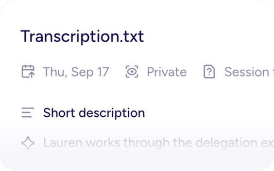 A transcript attached to a session, with the assistant’s reading of it